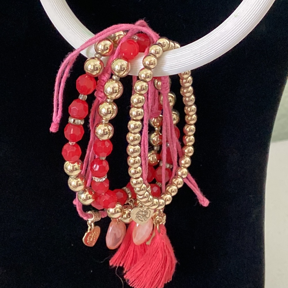 Coral colored bracelet set